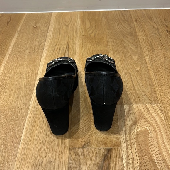 Coach Kerryann Signature Black Jacquard Black Wedge Heels. - Picture 3 of 10